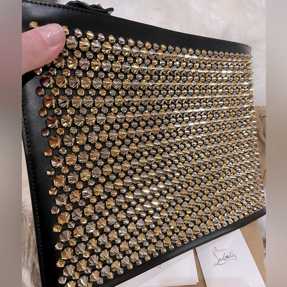 **SOLD** NWT CHRISTIAN LOUBOUTIN Black Spikes 'Pifpouch' Pouch - M039 - Picture 7 of 12